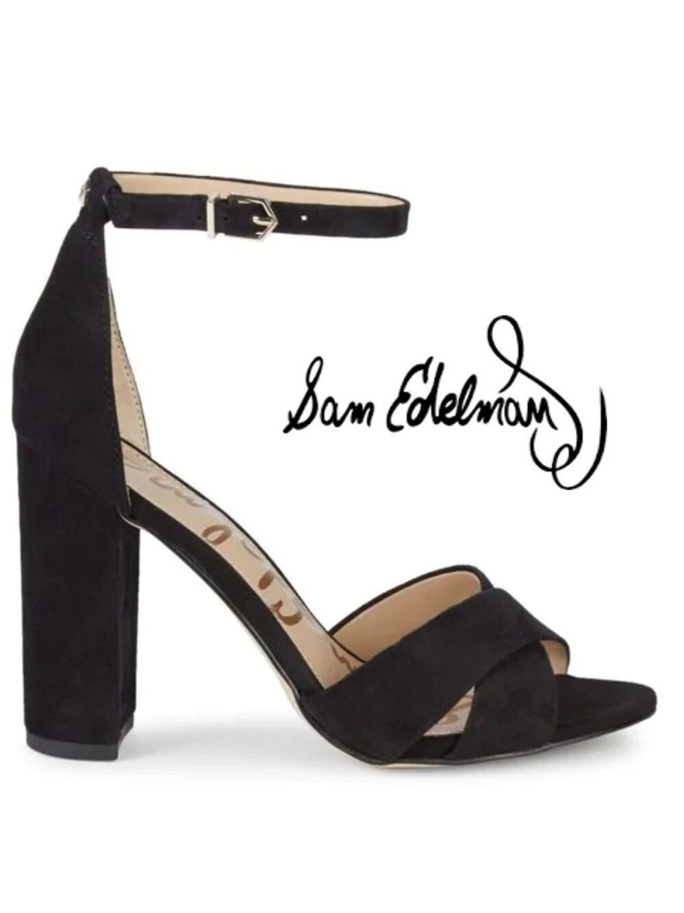 NWOB $120 UPDATED Sam Edelman Yancy - Black Suede Block Heel - Multiple Sizes